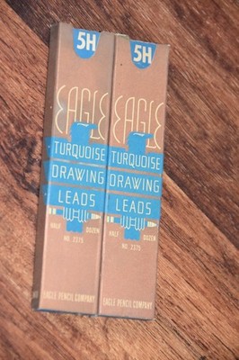 2 box Vintage EAGLE Turquoise Drawing Pencil Lead 2375 drafting mechanical 5H