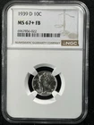 1939-D 10C FB Mercury Dime NGC MS67+FB  6967856-022
