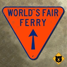 New York City World's Fair Ferry highway marker road sign 1964 16x13
