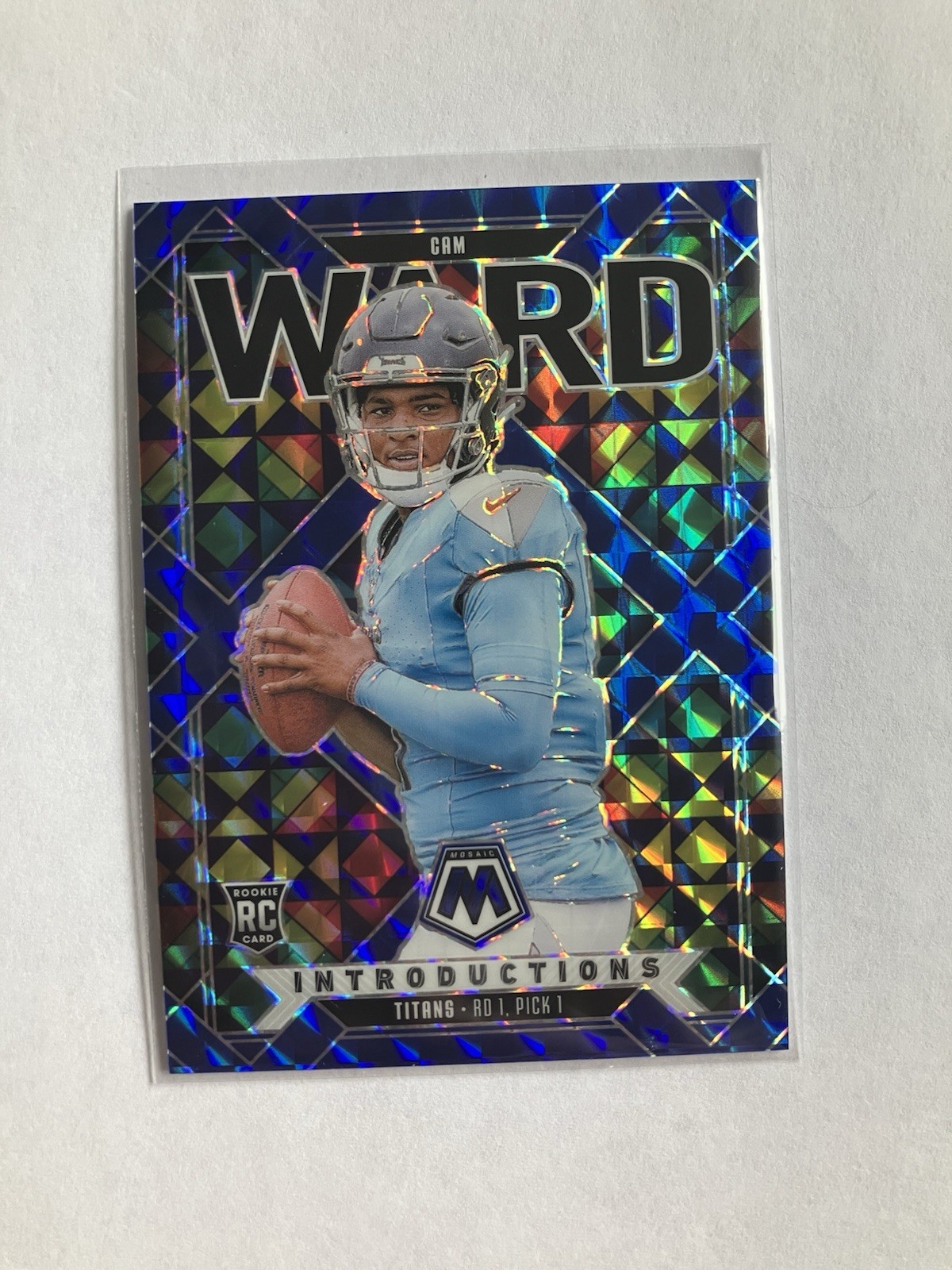 2025 Panini Mosaic Cam Ward Introductions Blue Prizm /99 RC