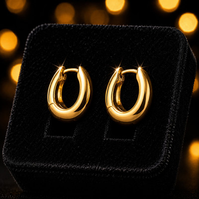 Runde Creolen Huggie Ohrringe 9 kt Gelbgold vergoldet gepunzt nagelneu verpackt