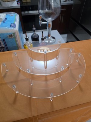 Acrylic Display Risers 2 Pack 3 Tier Clear Cupcake Stand Perfume Organizer Desse