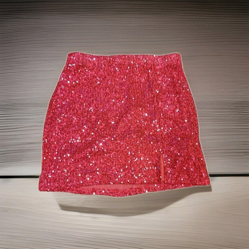 Pink Sequin Pull On Skirt Size XL