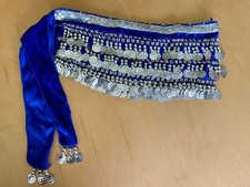 Hip Scarf for Belly Dancing Waist Costume Belt Blue Dangling Belly Dance