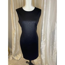 Calvin Klein Black Scuba Animal Print Dress Flattering Office or Party Dress