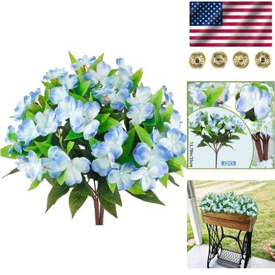 Realistic Blue Silk Impatiens Bouquet (2 Pcs) - -Round Color for Outdoors