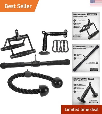 Heavy-Duty Gym Cable Attachments - Includes Tricep Rope & Straight Bar, 800 lbs