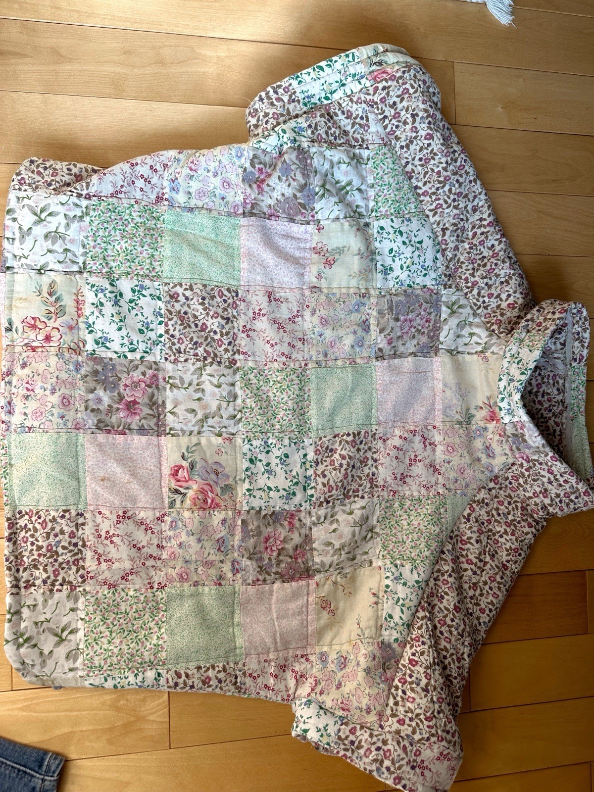 Patchwork Quilted Floral Collared Short Sleeve Co… - image 2