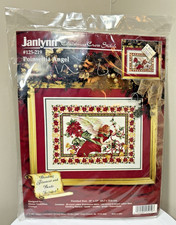 Christmas Cross Stitch Kit Poinsettia Angel 125-219 Janlynn Sealed Vintage 1997
