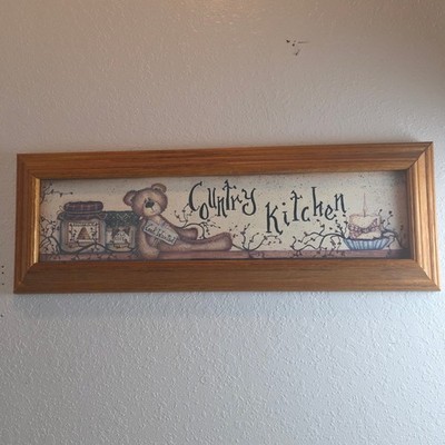 Vintage Mary Ann June Country Kitchen Oak Framed Art Primitive