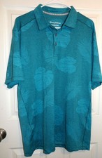 Excellent Turquoise TOMMY BAHAMA ISLAND ZONE Short Sleeve Golf/Polo Shirt - L