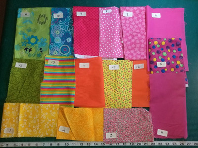 YOUR CHOICE: FQs SCRAPS Pieces Bright stripes prints cotton Craft quilt Fabric