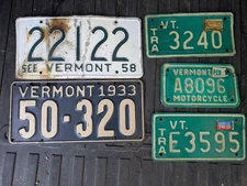 Vintage Vermont license plates lot