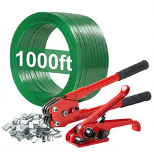 Pallet Strapping Kit with Green 5/8 Inch PET Strap 1000 Feet Heavy Duty Bundle