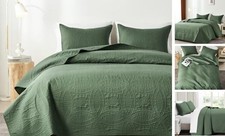 King Quilt Bedding Set,Ultrasonic King /Cal King 110"x96" Olive Green