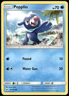Popplio Regular 39/149 SM Base Set NM