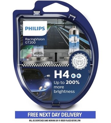 Philips Racing Vision GT200 H4 Doppelbirnen 200% heller Autoscheinwerfer Birnen