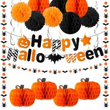 VinTS Happy Halloween Party Decoration,Black Orange Multicolor