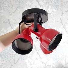 Vintage 1980's Red Adjustable 3 Headed Spotlight Ceiling Light Prop Shop Home 