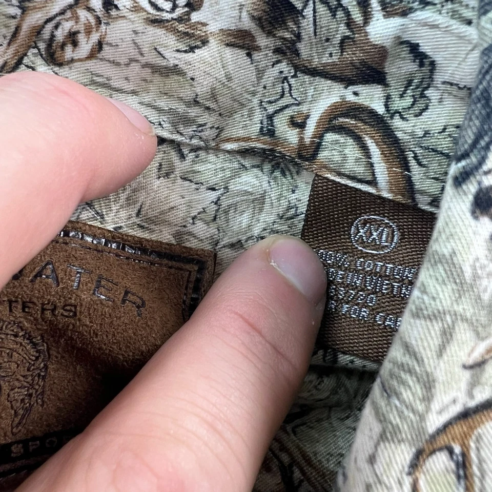 Camisa con botones Clearwater para hombre 2XL beige ciervo buck estampado informal Foto 4 de 4