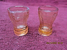 2 Vintage Mini Mosser Cranberry Cameo Ballerina Tumblers, 1 3/4" Tall