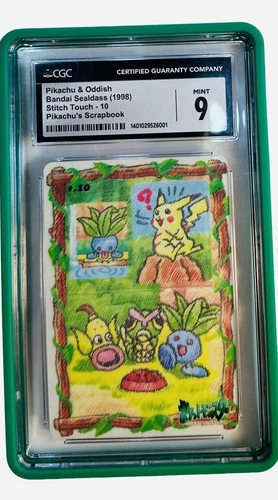 Pokemon Card Pikachu &  Oddish No. #10 Sealdass Stitch Touch CGC Mint 9