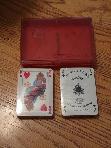 VINTAGE VERSIEGELTE LÖWE SPIELKARTE DOPPELDECK JACOBS BIBELKARTEN HERGESTELLT IN ISRAEL