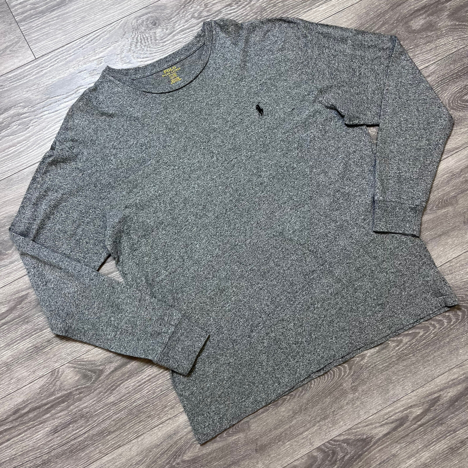 Polo Ralph Lauren maglietta manica lunga girocollo grigio erica uomo L pony