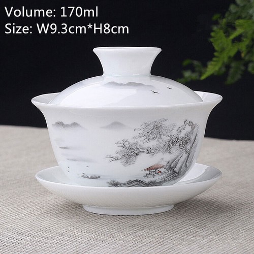 Porselein Gaiwan 8oz Theekopje Wit Geglazuurd Tureen Chinese