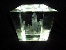 1930'S Tiffany & Co. Wedge Crystal  Skyline Empire State Building NY Paperweight