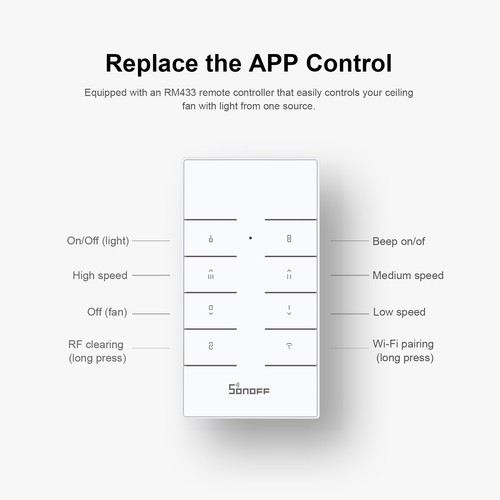 SONOFF iFan04-H Ceiling Fan Switch Smart 220V DIY Wi-Fi Light Remote Controller - Picture 10 of 11