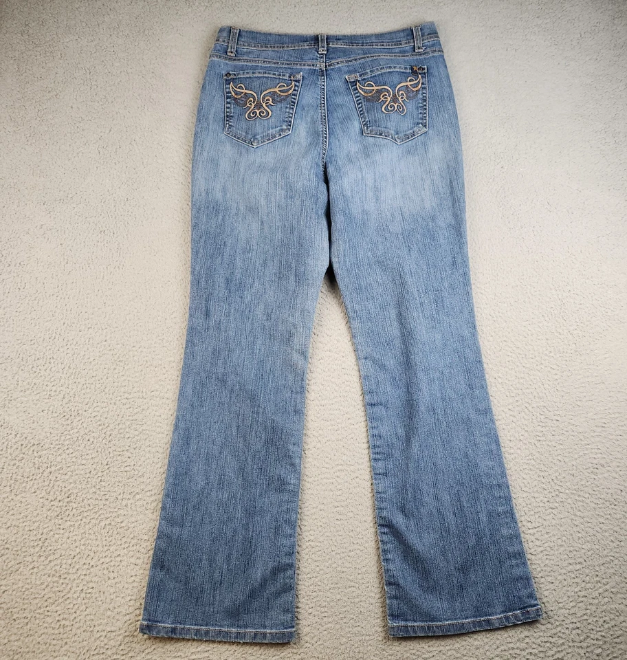 Pantalones de mezclilla para mujer Y2K acampanados occidentales talla 12 (32x30) azul curvilíneo elástico Foto 2 de 4