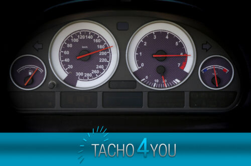 Tachoscheiben für BMW 300 kmh Tacho E39 Benzin Carbon 3307 Tachoscheibe km/h X5 - Bild 1 von 1