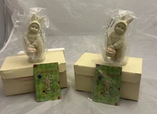2 Vintage Department 56 Snowbabies “A Basket Of Cheer” Easter Figurines 2000