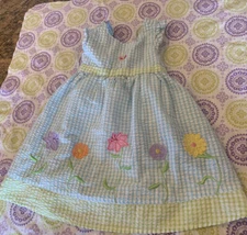 Vintage B T Kids Flowers And Butterfly Plaid Dress. 24 Months