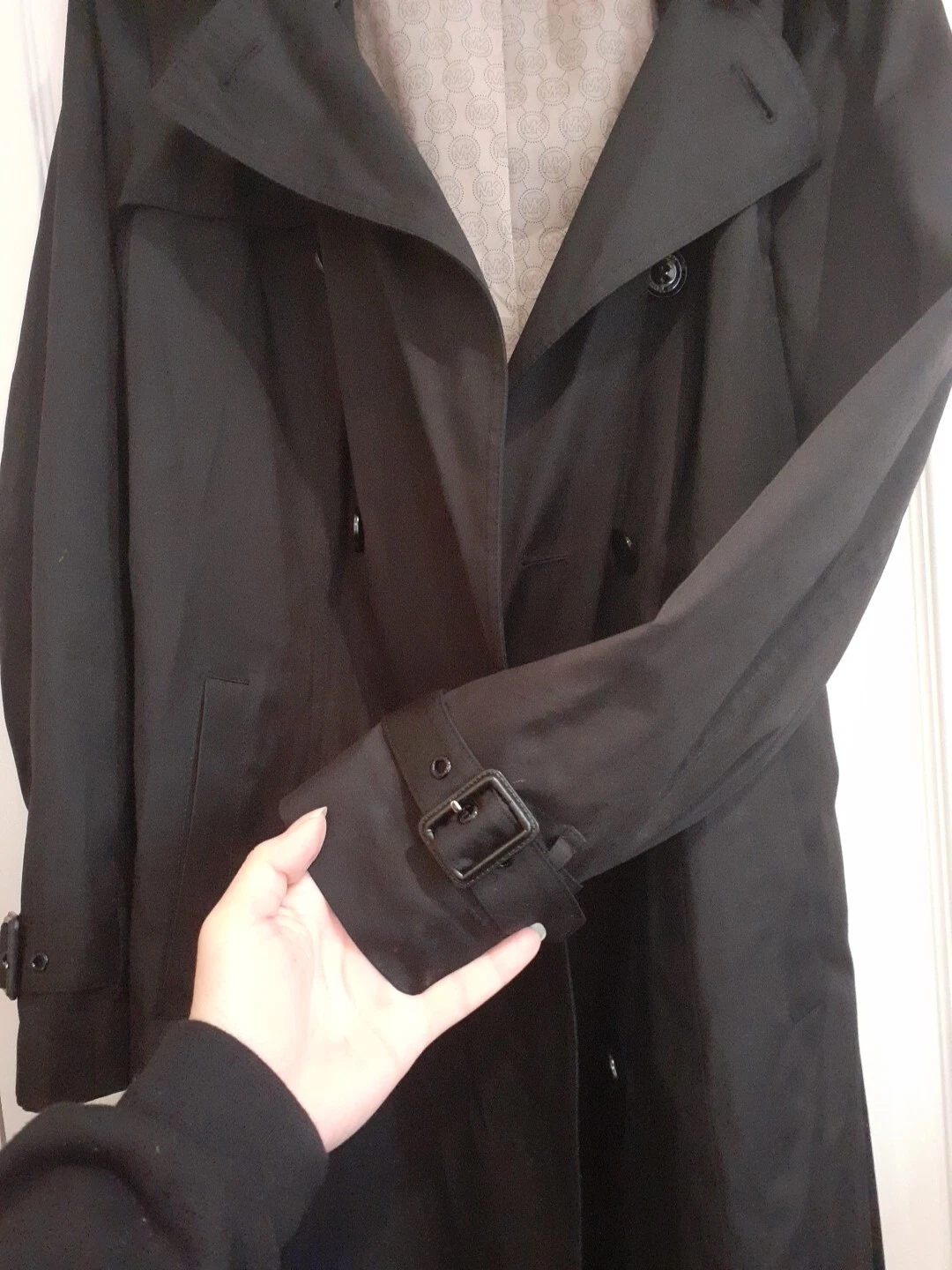 *NUOVO* Trench nero Michael Kors doppio seno cintura... Taglia L