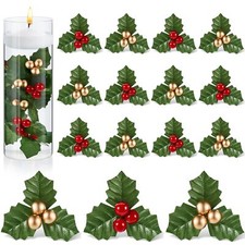 50 Pieces Christmas Holly Berries for Crafts Faux Berry Flowers Holly Leaves ...