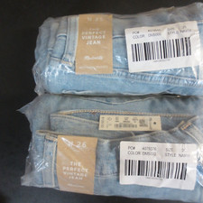 MADEWELL LADIES THE PERFECT VINTAGE JEANS - LT WASH - SIZE 25 OR 26