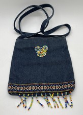 Disney Mickey Denim early 2000's Small Woven Mini Purse With Beads See Photos