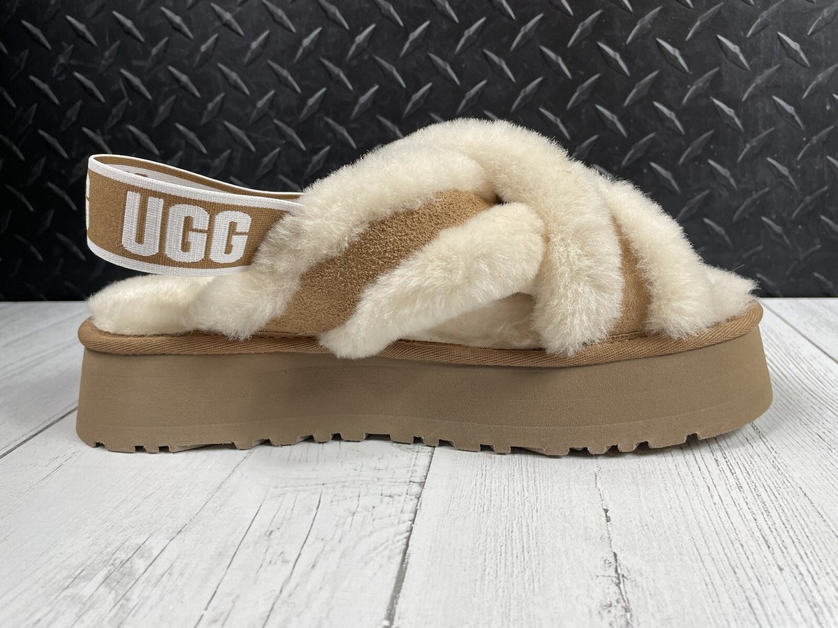Size 10-Womens UGG Disco Cross Slide Chestnut 1121550 Slippers NEW