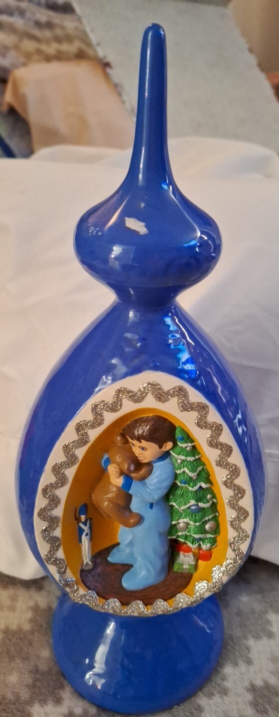 Vintage 14" Byron Molds Ceramic Christmas Tree Topper Or Table Decor Boy & Bear eBay