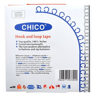 1,99 /1m ChiCo   10 m x 20 mm Haken- und-Loop Stick und Stick schwarz (10314)