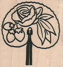 Flower Fan 2 x 2" Rubber Stamp, Object Stamp, Fan Stamp