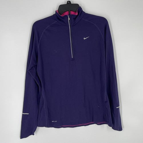 Nike Dri Fit Purple Solid Quarter Zip 