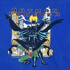 VTG 1995 Batman Forever T-Shirt Youth L Adult Small Batman Robin Blue