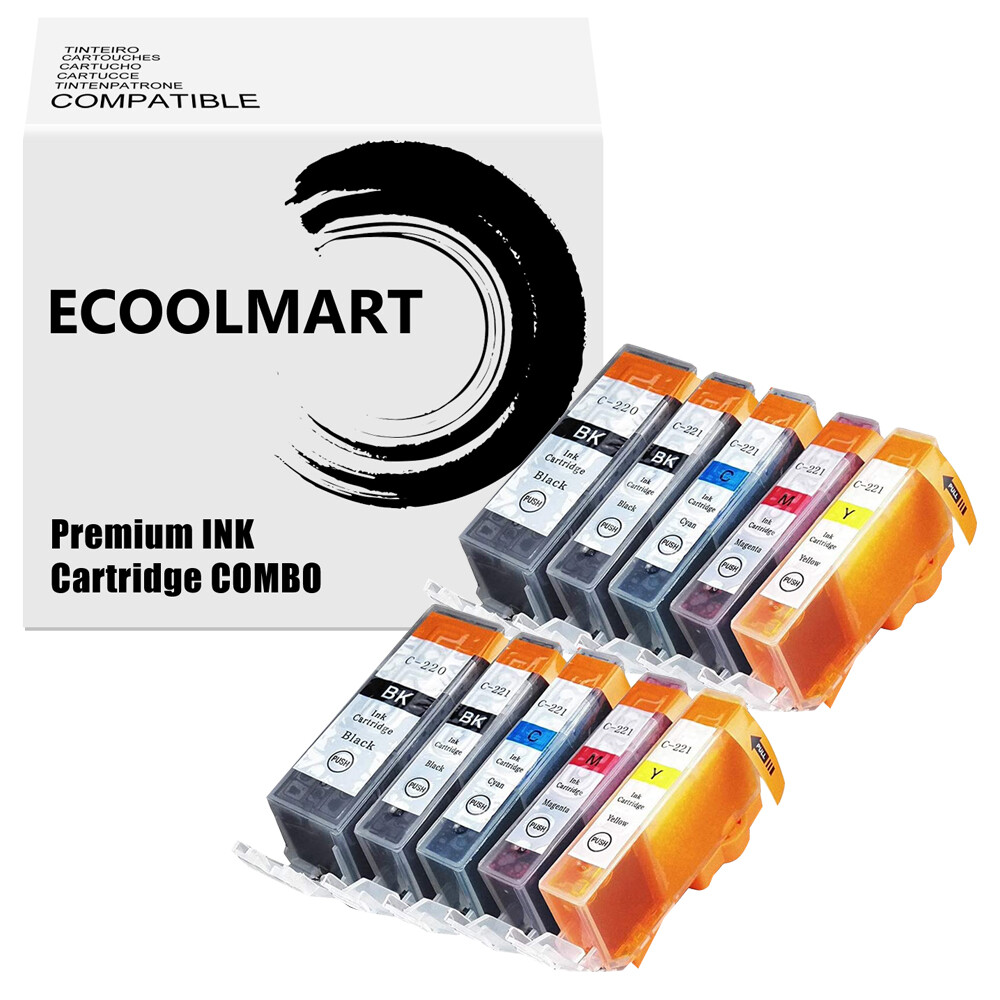 10PK Ink Cartridge with chip for PGI-220 CLI-221 PIXMA IP4600 MP560 MP630 MP980