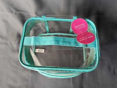 Large Clear Make Up Pouch Travel Bag Top Handle Gold Zip