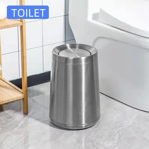 Household Swing Bathroom Trash Can,Brushed Stainless Steel,10 L/3 Gallen,Garb... - Picture 10 of 12