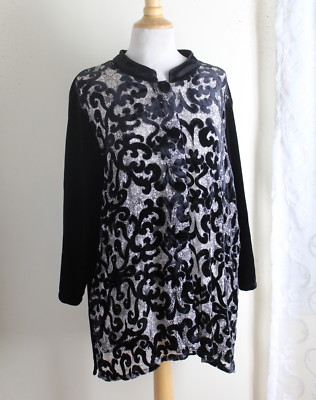 Chico's Reisende Größe 3 XL samt Schwarz Funky Burnout Ausgefallen Paisley Jacke