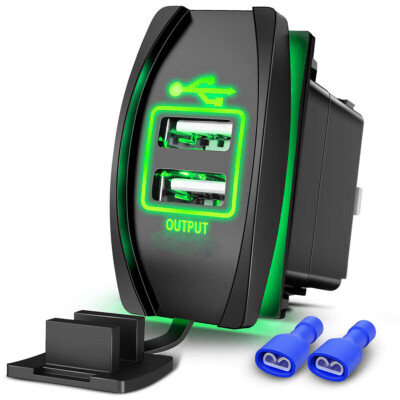 12V Car Truck Boat UTV Red LED Dual USB Charger Digital - Foto 7